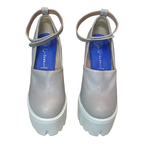 Jeffrey Campbell Scully White Platform Gray Mary Jane Heels - Picture 2 of 10